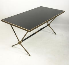 French Neoclassical Brass and Opaline Coffee Table by Raphaël, 1960s