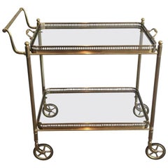 French Neoclassical Brass Bar Cart Attributed to Maison Jansen
