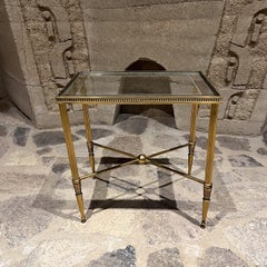 French Neoclassical Brass Side Table Style Maison Baguès