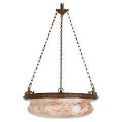 French Neoclassical Bronze and Alabaster Chandelier
