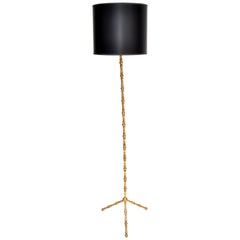 French Neoclassical Bronze and Brass Maison Baguès Floor Lamp, 1950