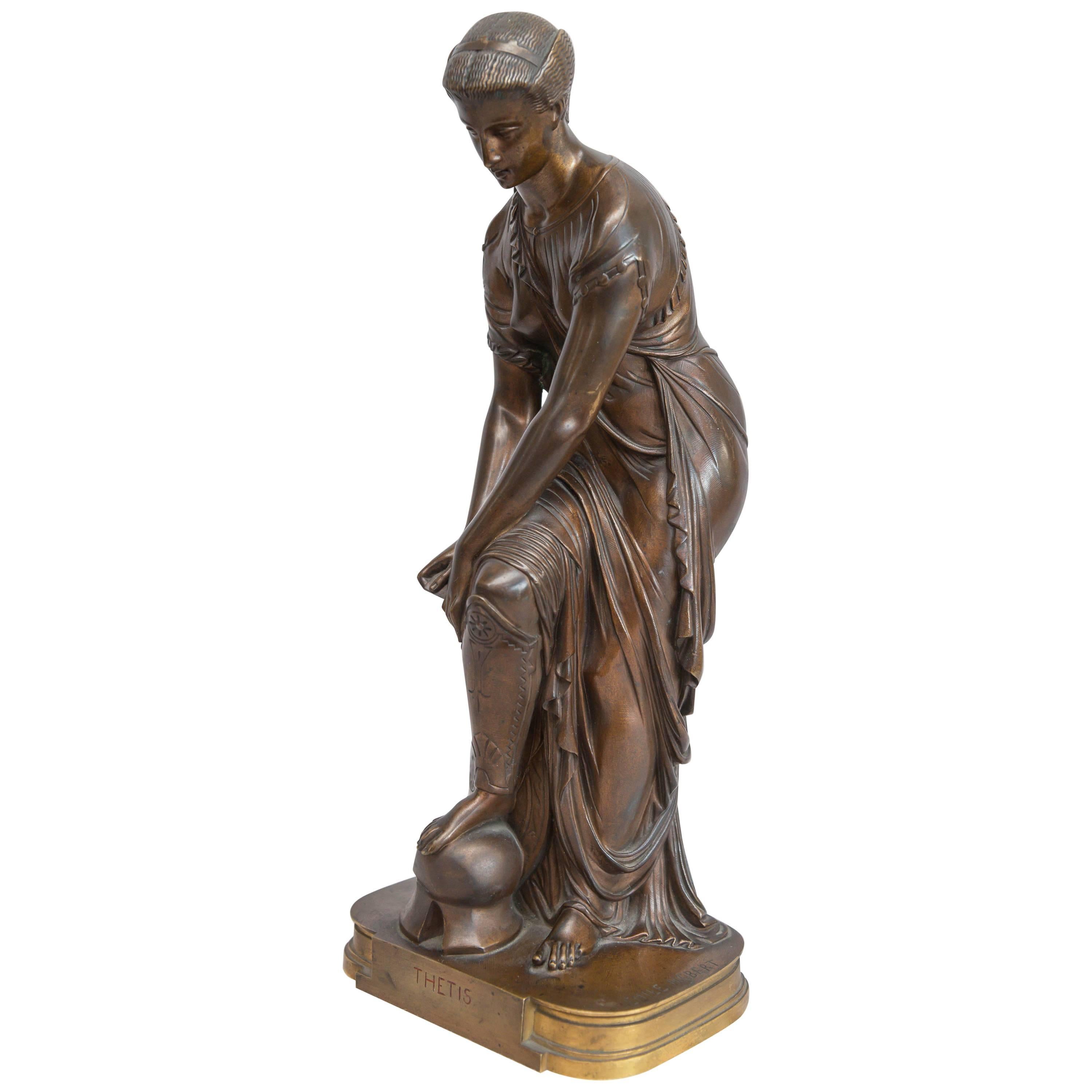 French Neoclassical Bronze Figure of Thetis, Signed Hebert