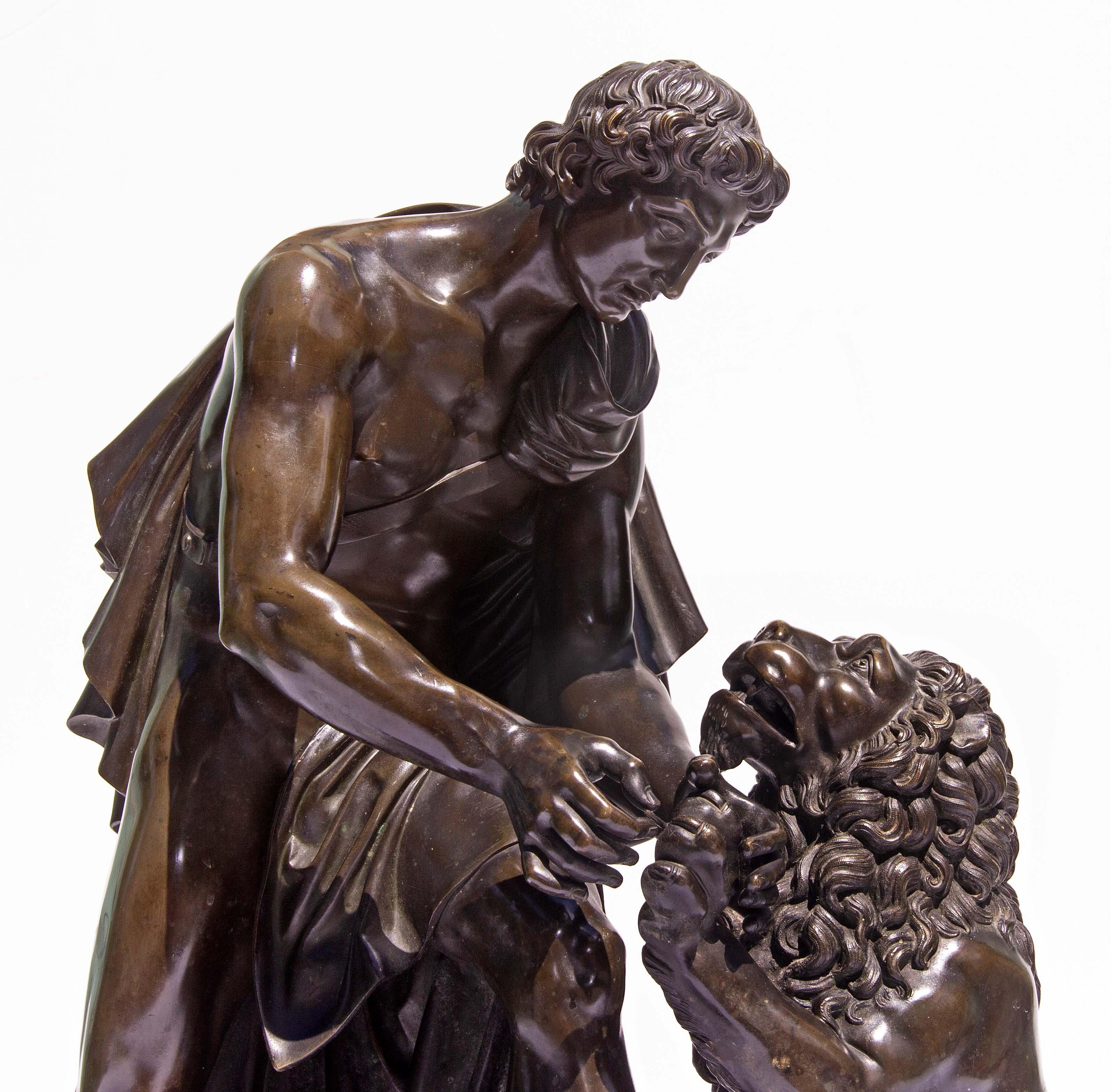 French Neoclassical Bronze  Of  Androcles and the Lion In Good Condition For Sale In Rochester, NY