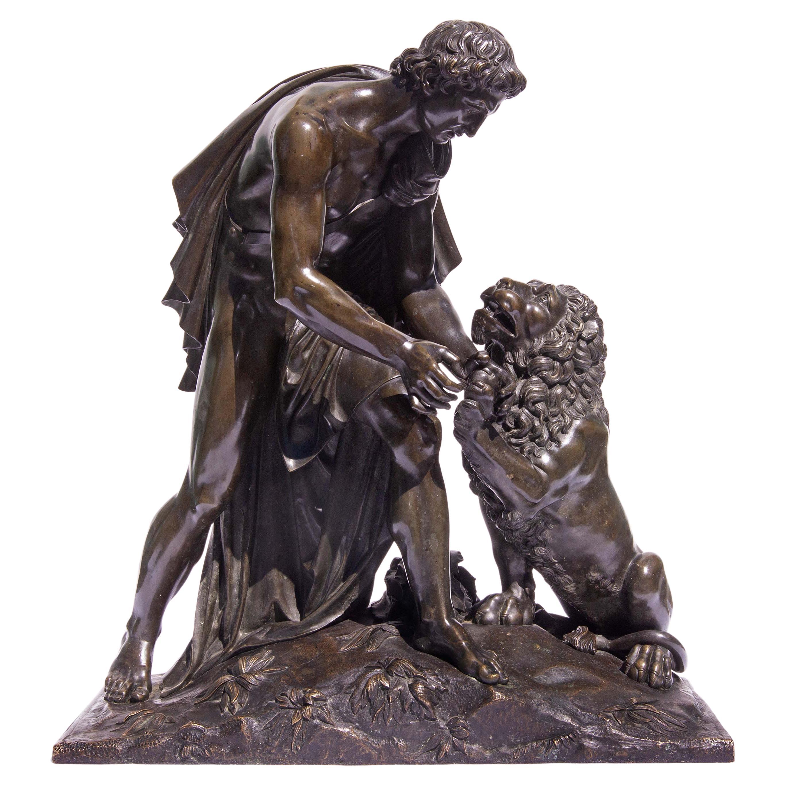 Französisch Neoklassische Bronze  von  Androcles und der Löwe