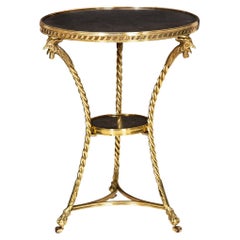 Antique French Neoclassical Bronze "Rooster" Marble Side Table Gueridon