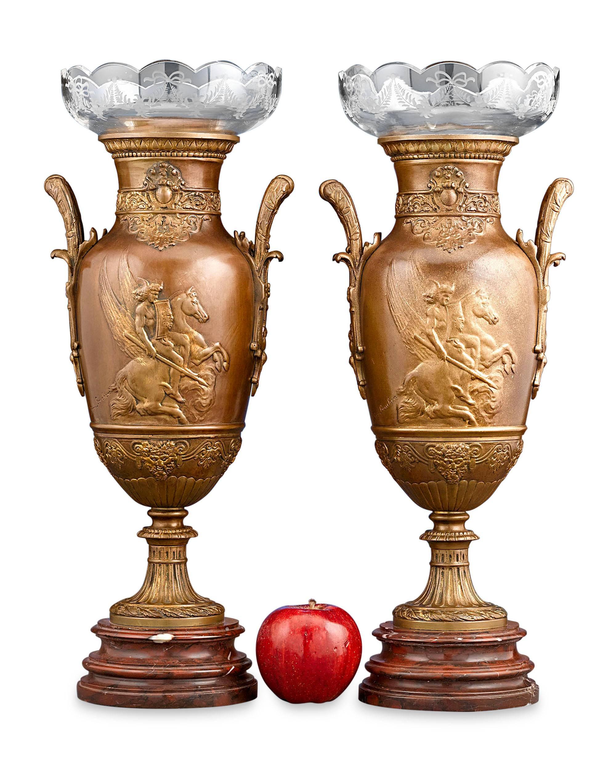 French Neoclassical Bronze Urns  In Excellent Condition In New Orleans, LA