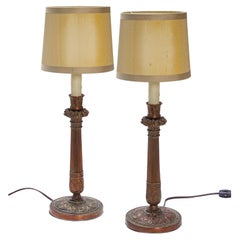 French Neoclassical Candlestick Lamps, a Pair