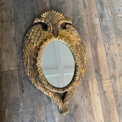 French Neoclassical Carved Giltwood Double Headed Eagle Mirror with Wings
