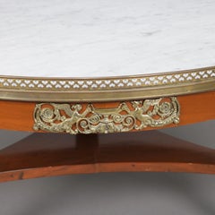 French Neoclassical Carved Mahogany, Ormolu and Marble Coffee Table, circa 1930