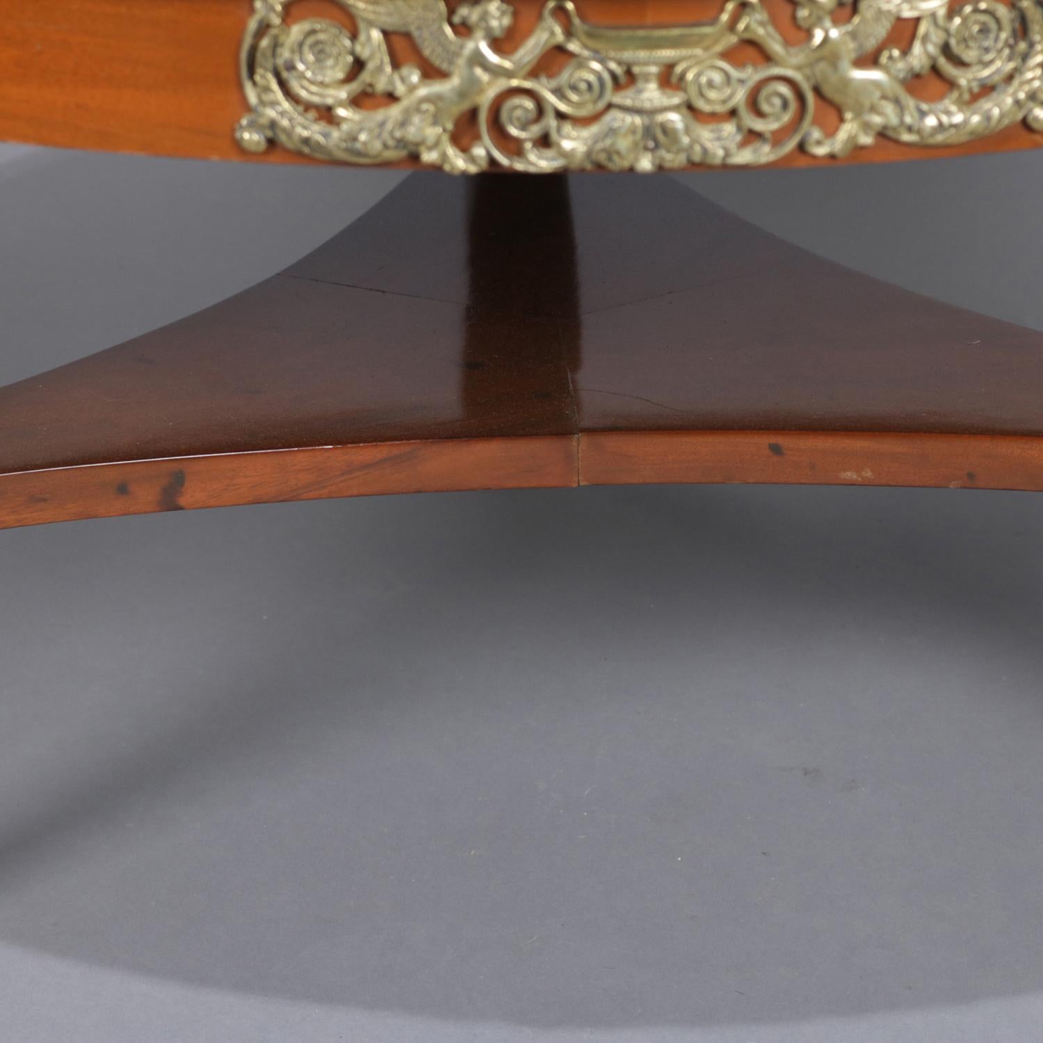 French Neoclassical Carved Mahogany, Ormolu and Marble Coffee Table, circa 1930 1
