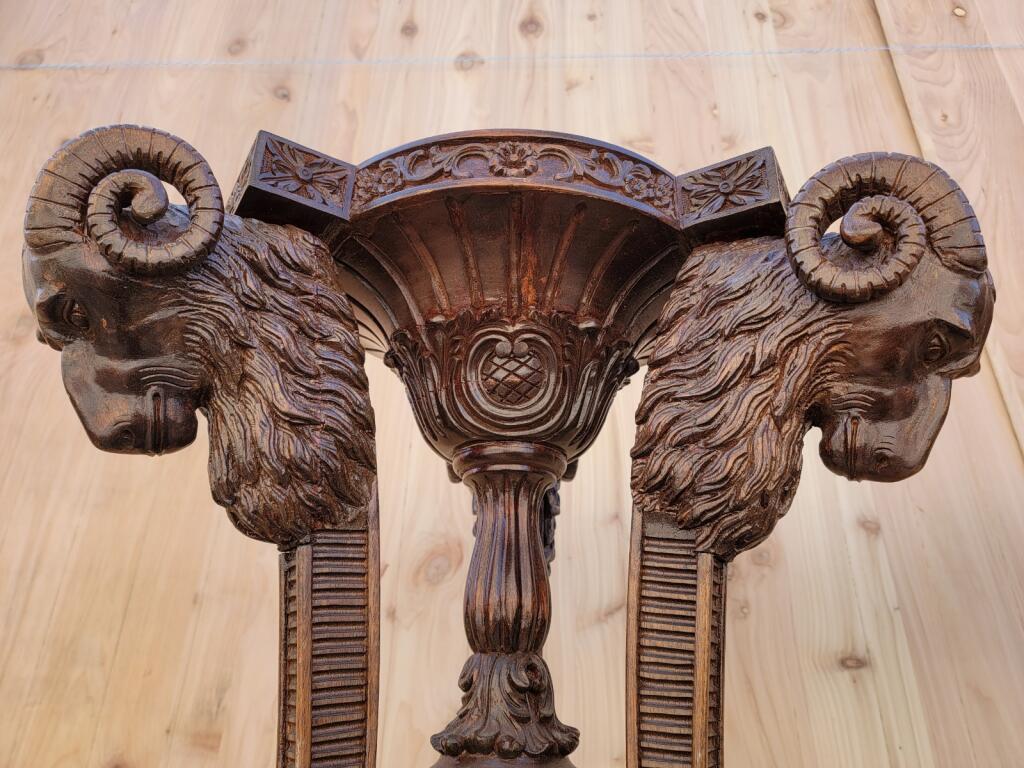 French Neoclassical Carved Mahogany Ram's Head Pedestal Stands, Pair  3