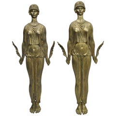 French Neoclassical Cast Bronze Figural Female Ormolu Furniture Mount