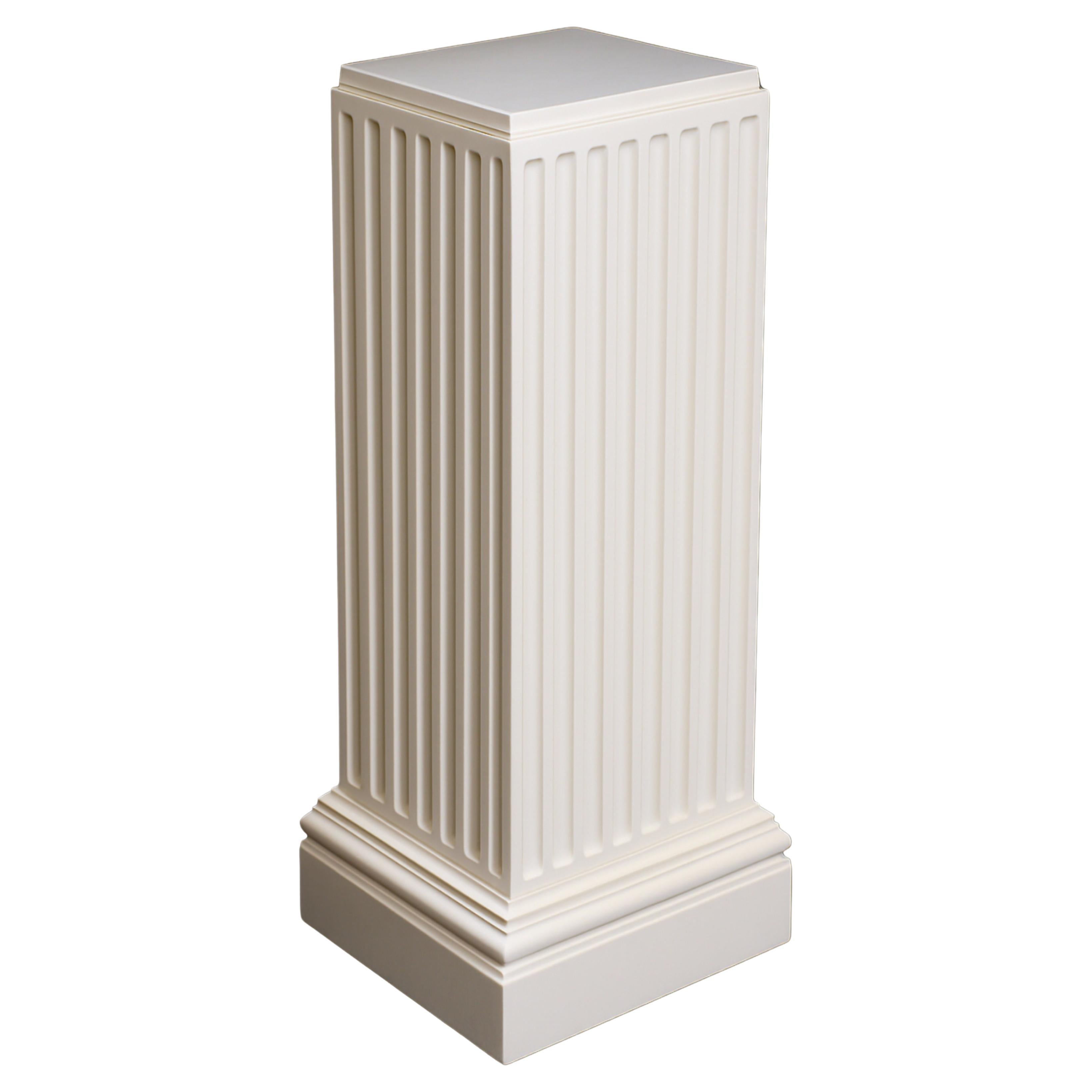 French Neoclassical Chestnut Off White Lacquer Columnn Pedestal
