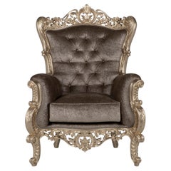 French Neoclassical Christien Armchair Camel Silver Handmade Portugal Greenapple