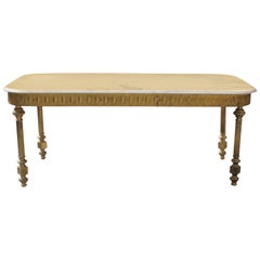 French Neoclassical Coffee or Cocktail Table Bronze Rectangular with Onyx Top