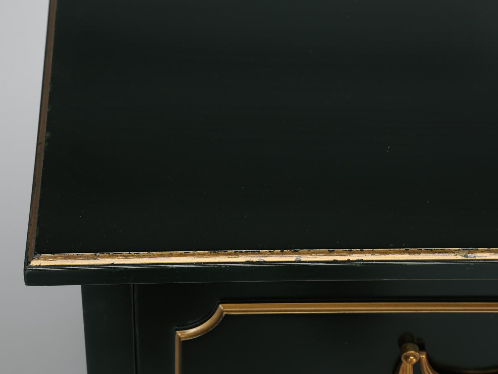 Mid-20th Century French Neoclassical Style Commode Signed by Maurice Hirsh in Dark Green Lacquer