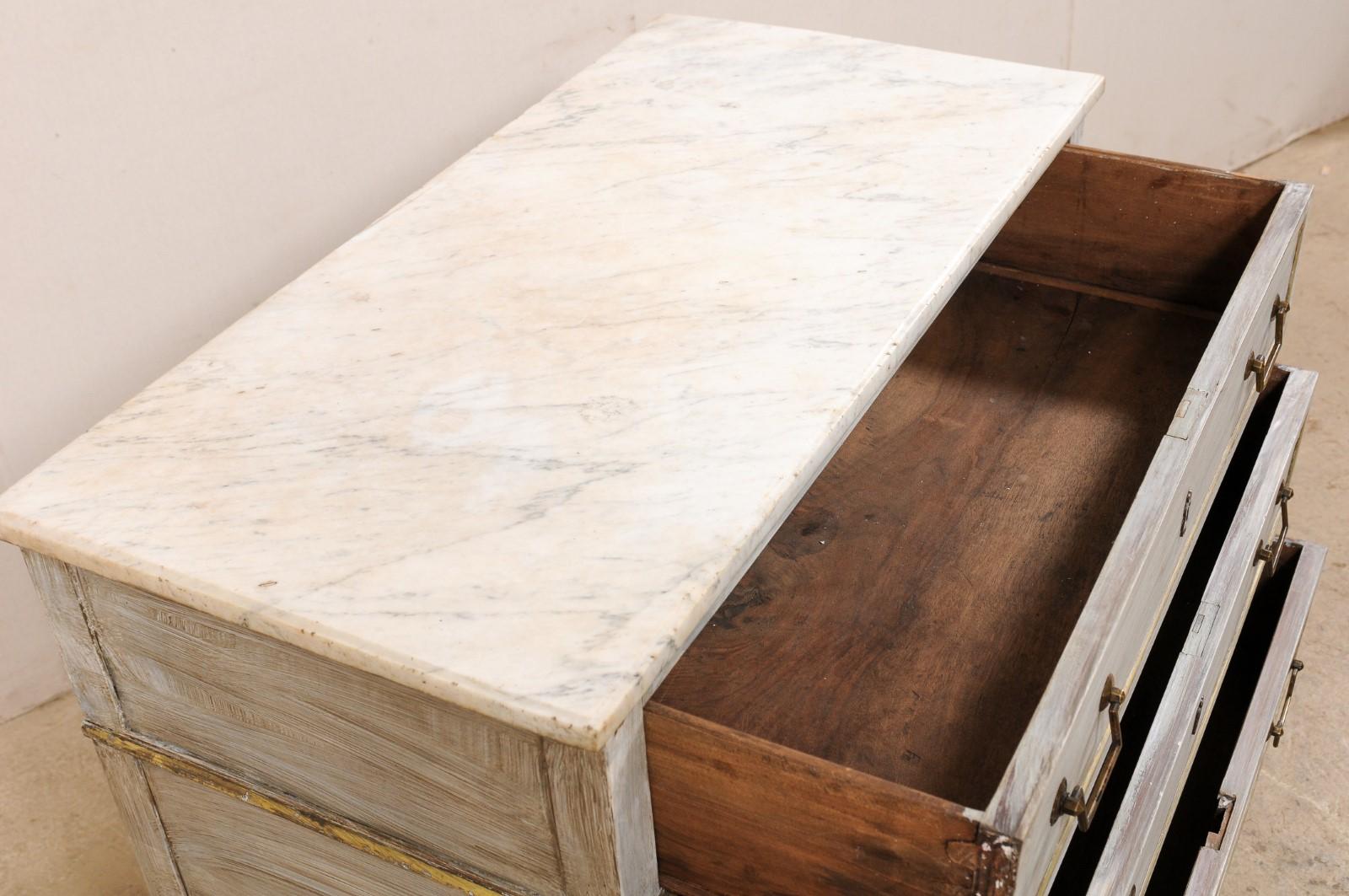 French Neoclassical Commode w/Marble Top & Brass Accents, Early 19th C. 2