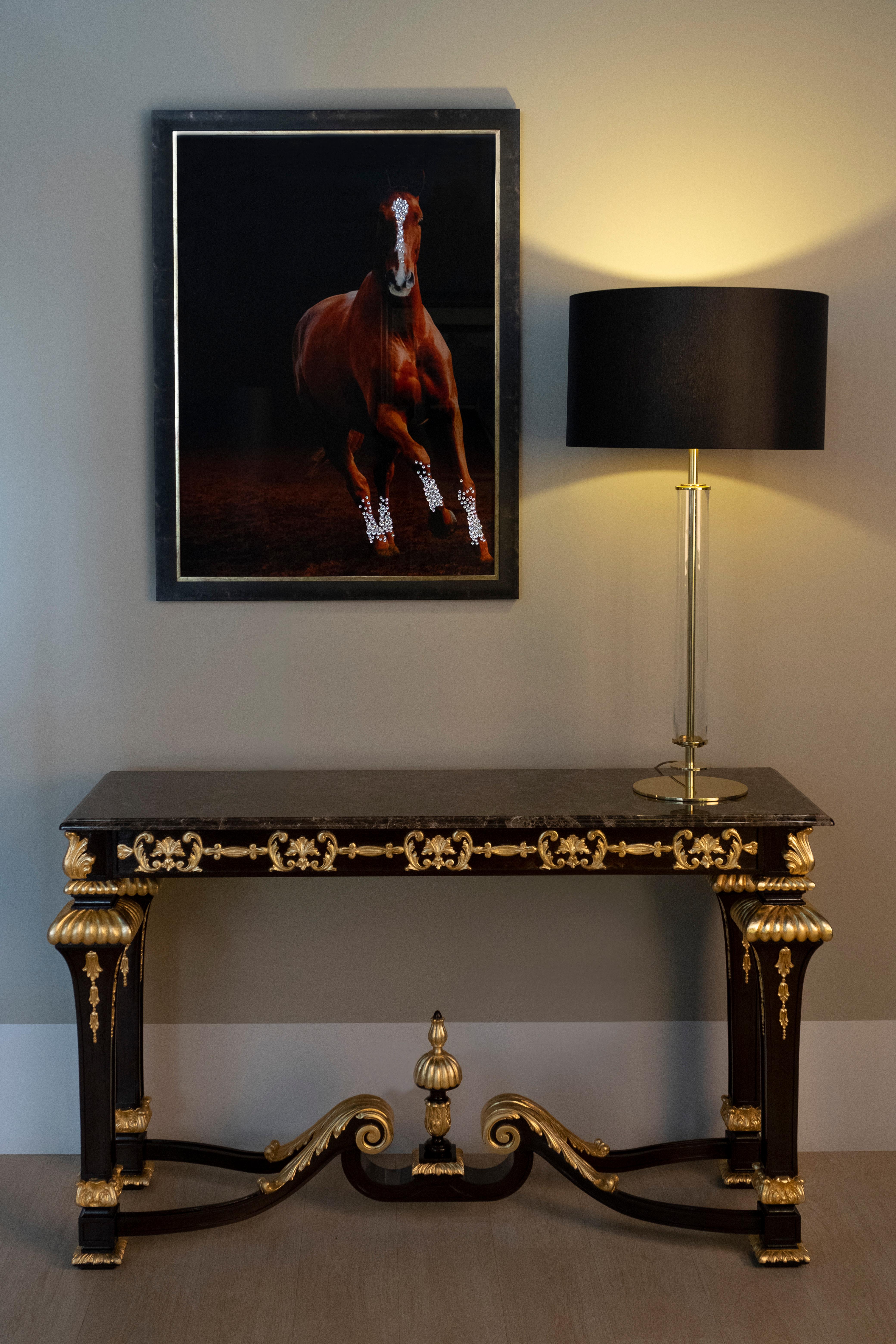 Steel French Neoclassical Console Table Exilis Hand Carved Handmade Portugal For Sale