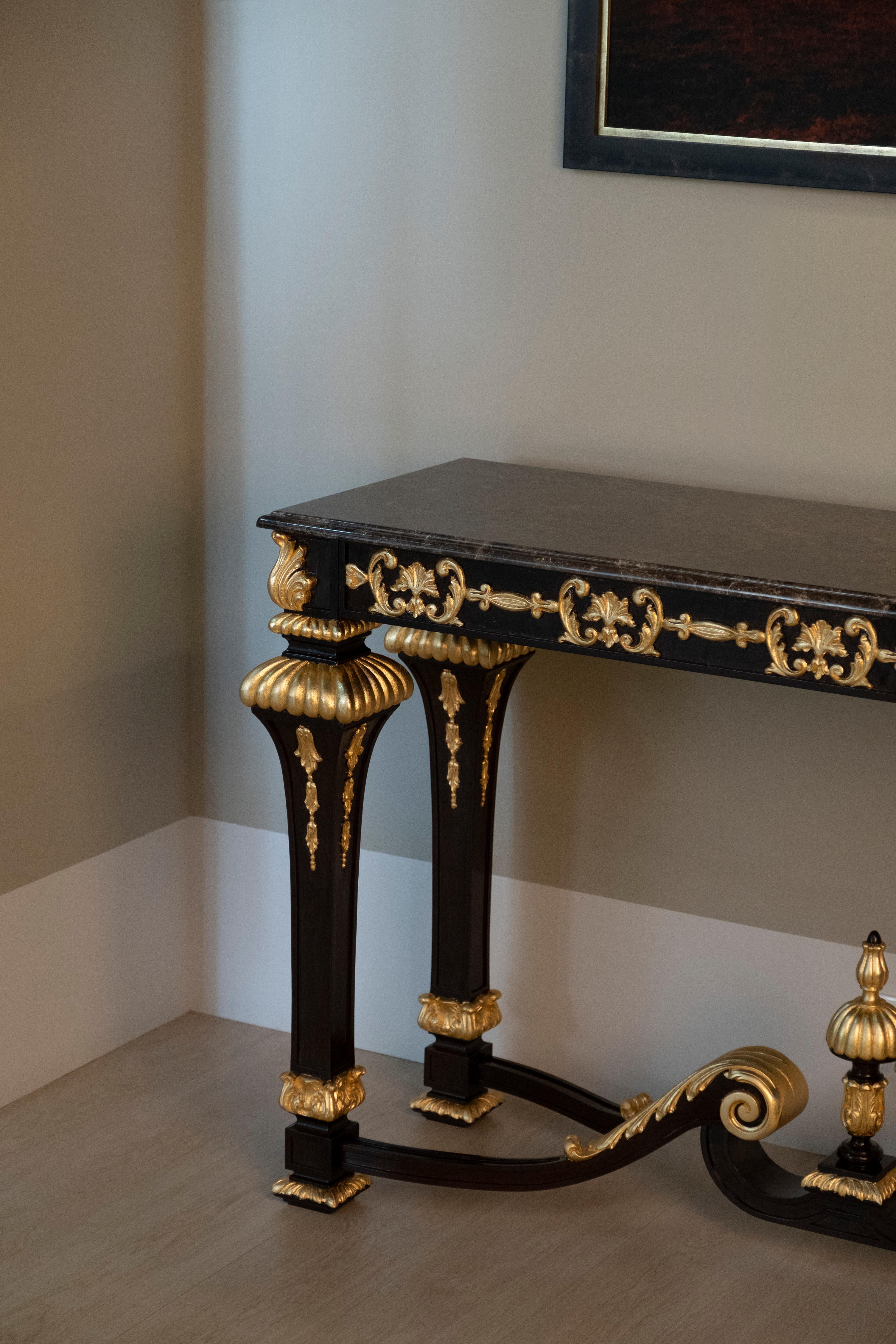 French Neoclassical Console Table Exilis Hand Carved Handmade Portugal For Sale 1