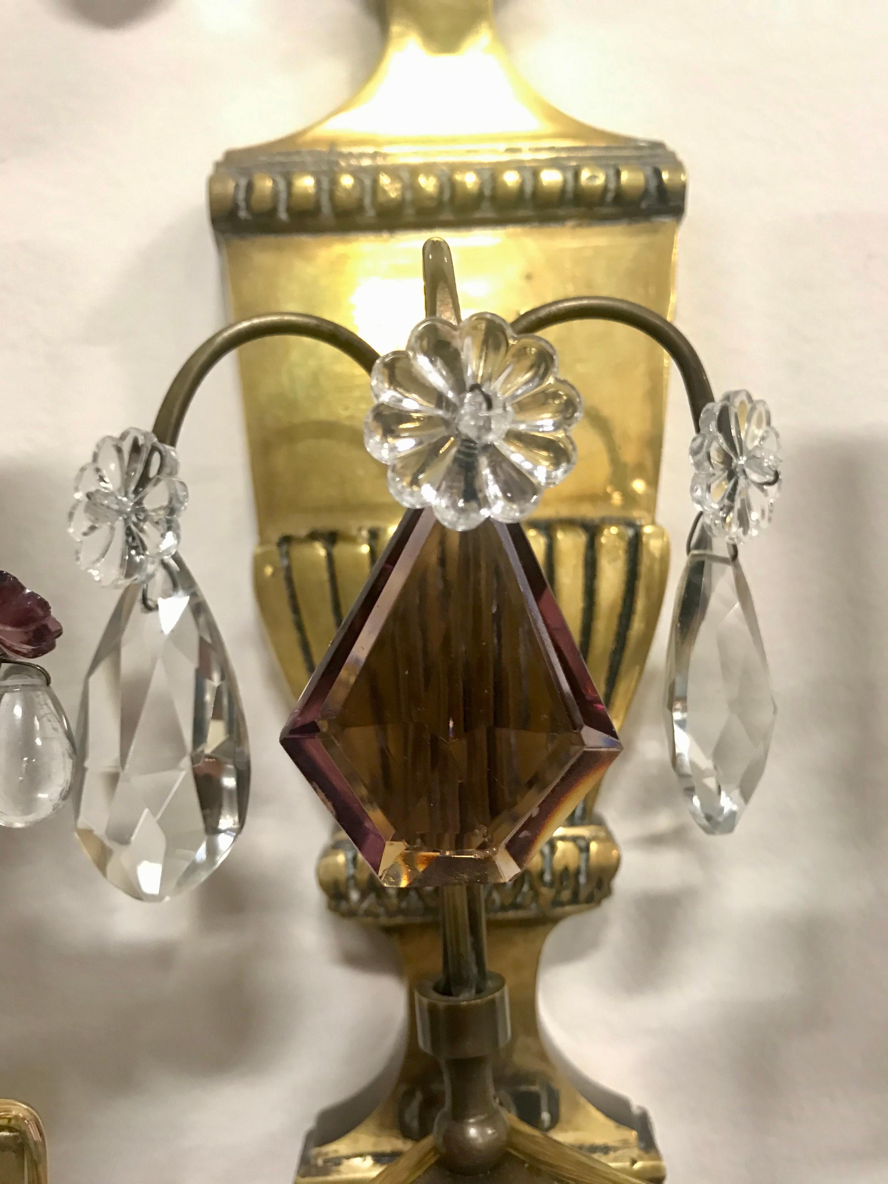 French Neoclassical Crystal Sconces In Good Condition In Los Angeles, CA