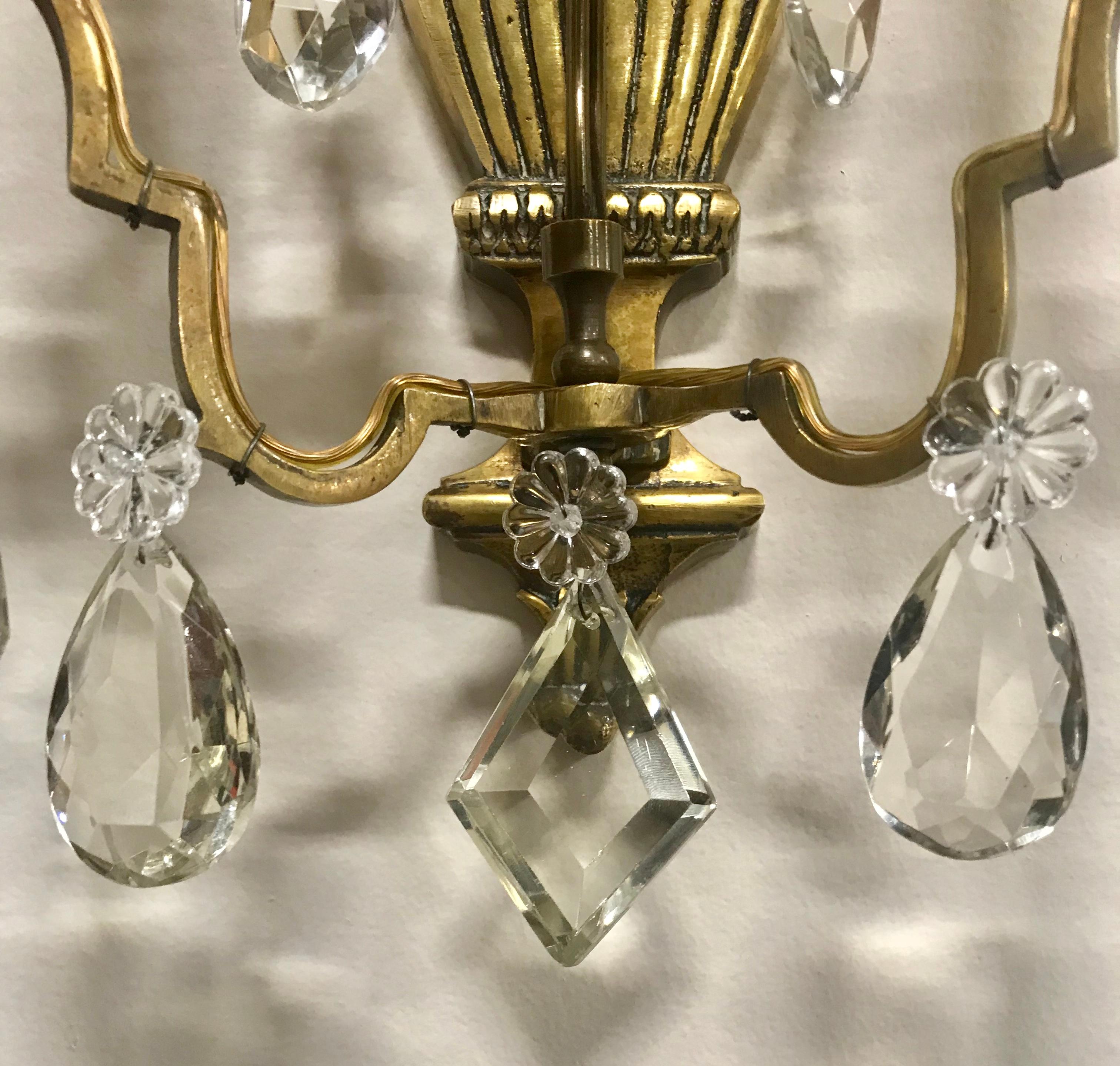 Mid-20th Century French Neoclassical Crystal Sconces
