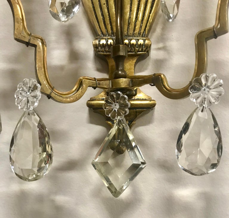 Mid-20th Century French Neoclassical Crystal Sconces For Sale
