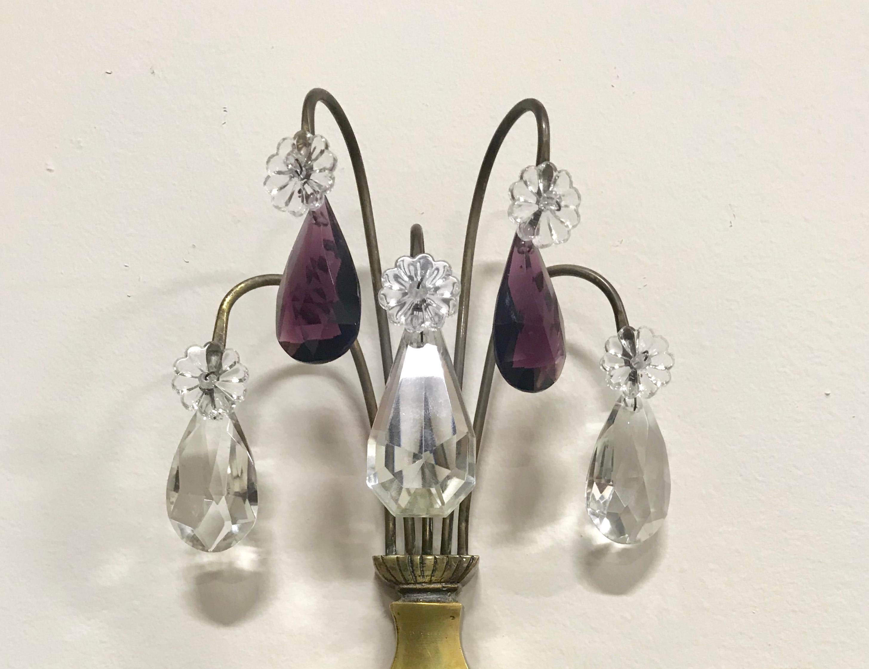 French Neoclassical Crystal Sconces 1