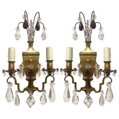 French Neoclassical Crystal Sconces