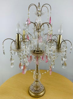 French Neoclassical Cut Crystal Girandole or Table Lamp