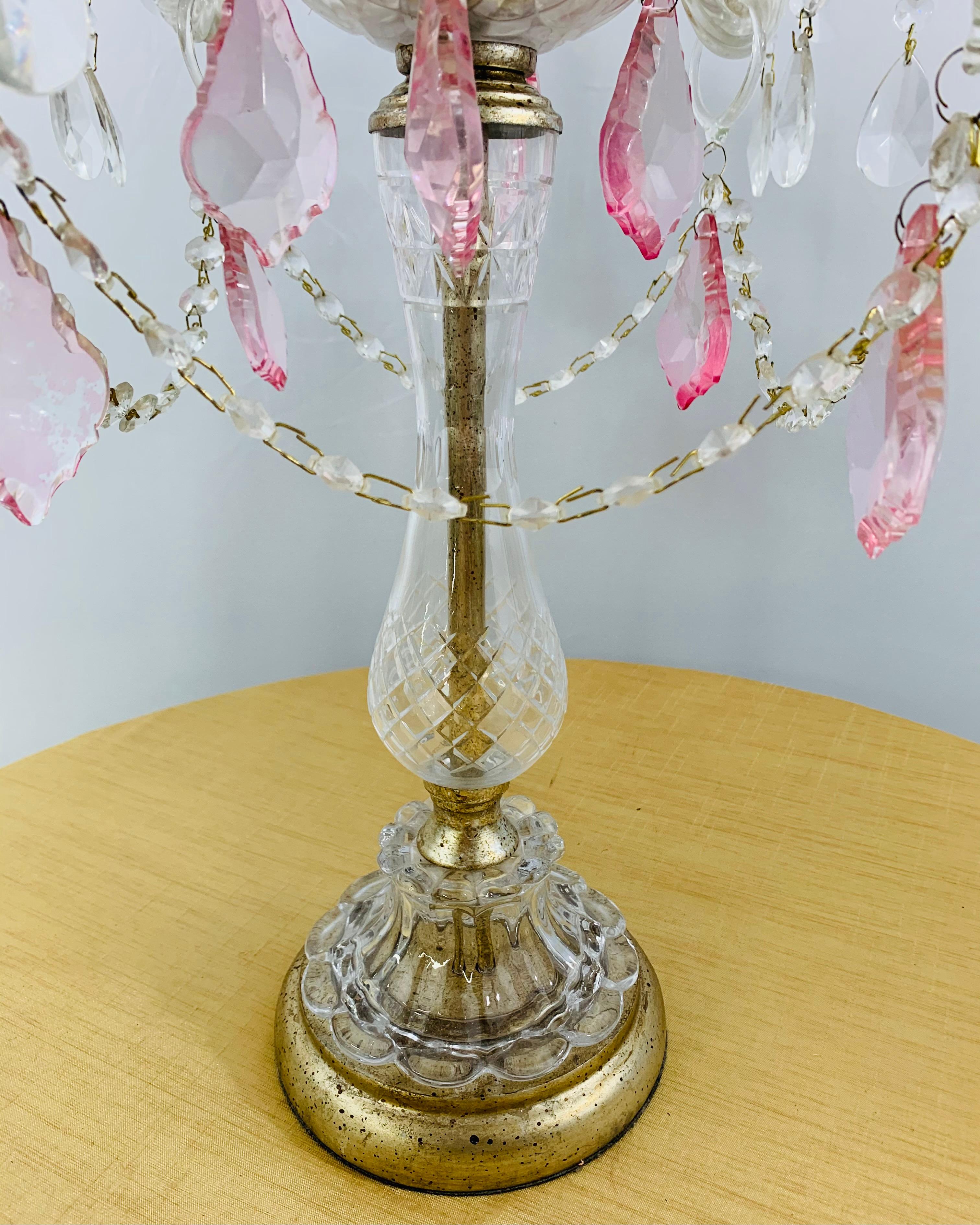 French Neoclassical Cut Crystal Girandole or Table Lamp  For Sale 2