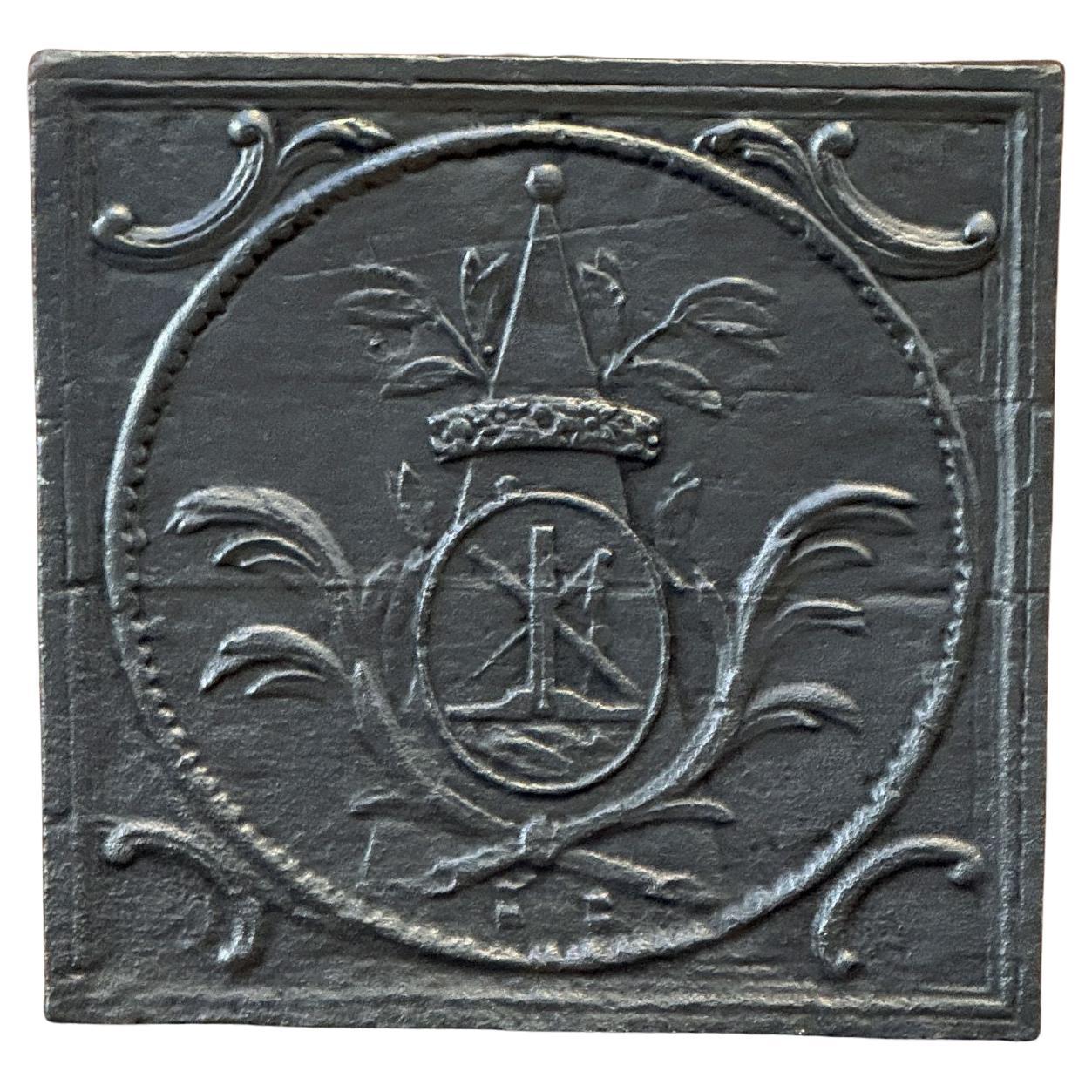 French Neoclassical 'Decorated Pyramid' Fireback / Backsplash For Sale