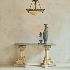 French Neoclassical Dolphin Console with Marble Top, 1940s