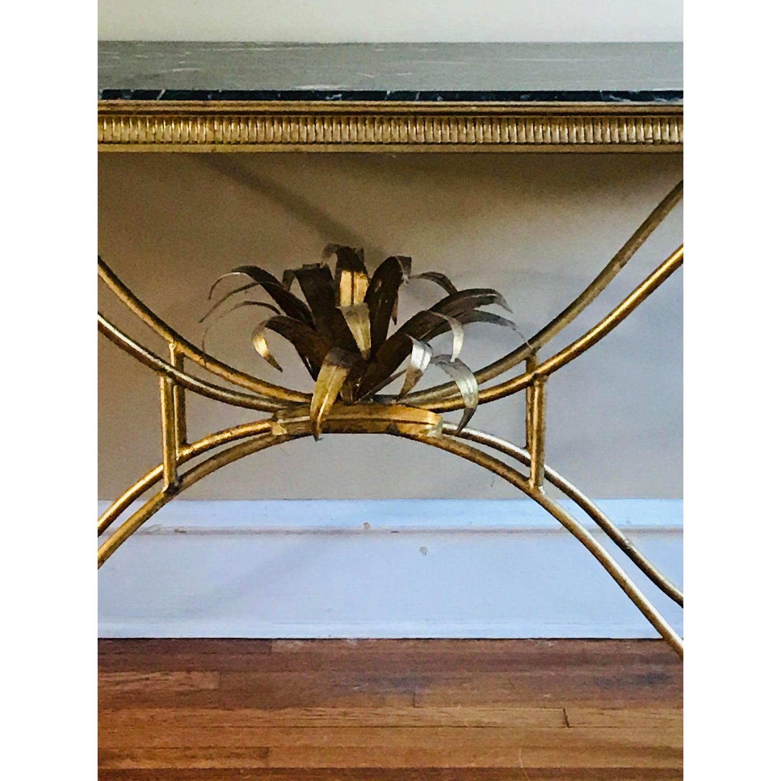 Antique Neoclassical Doré Console Table with Marble Top 2