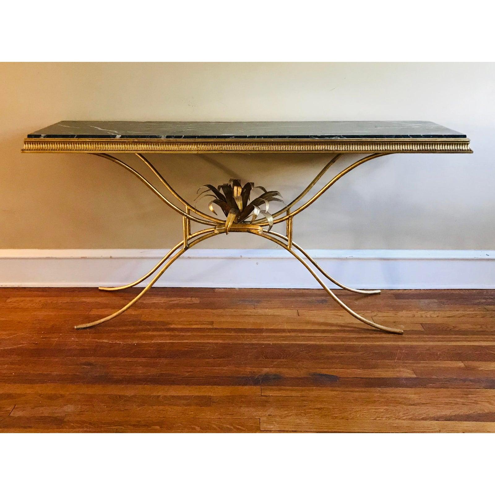 Antique Neoclassical Doré Console Table with Marble Top 3