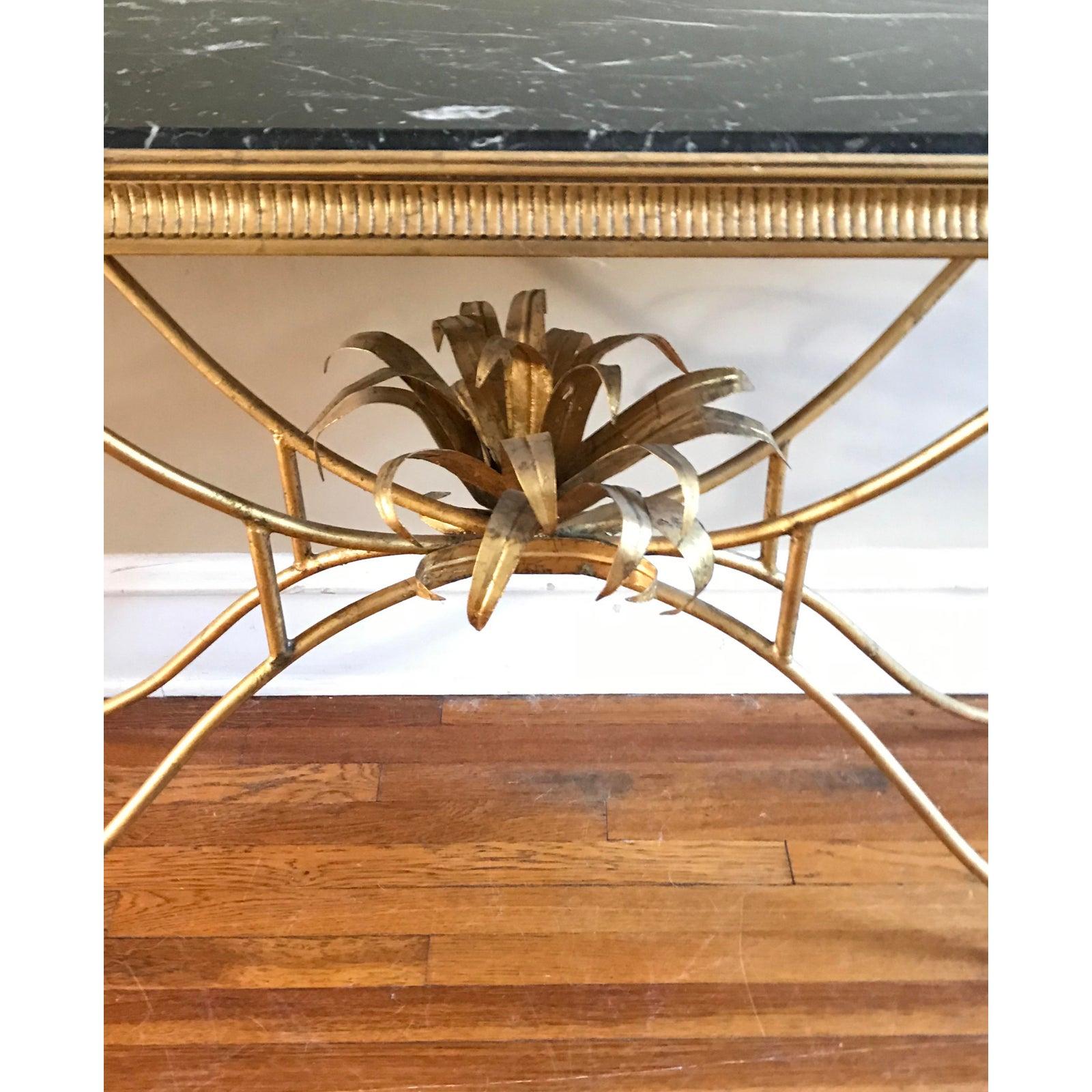 Gilt Antique Neoclassical Doré Console Table with Marble Top