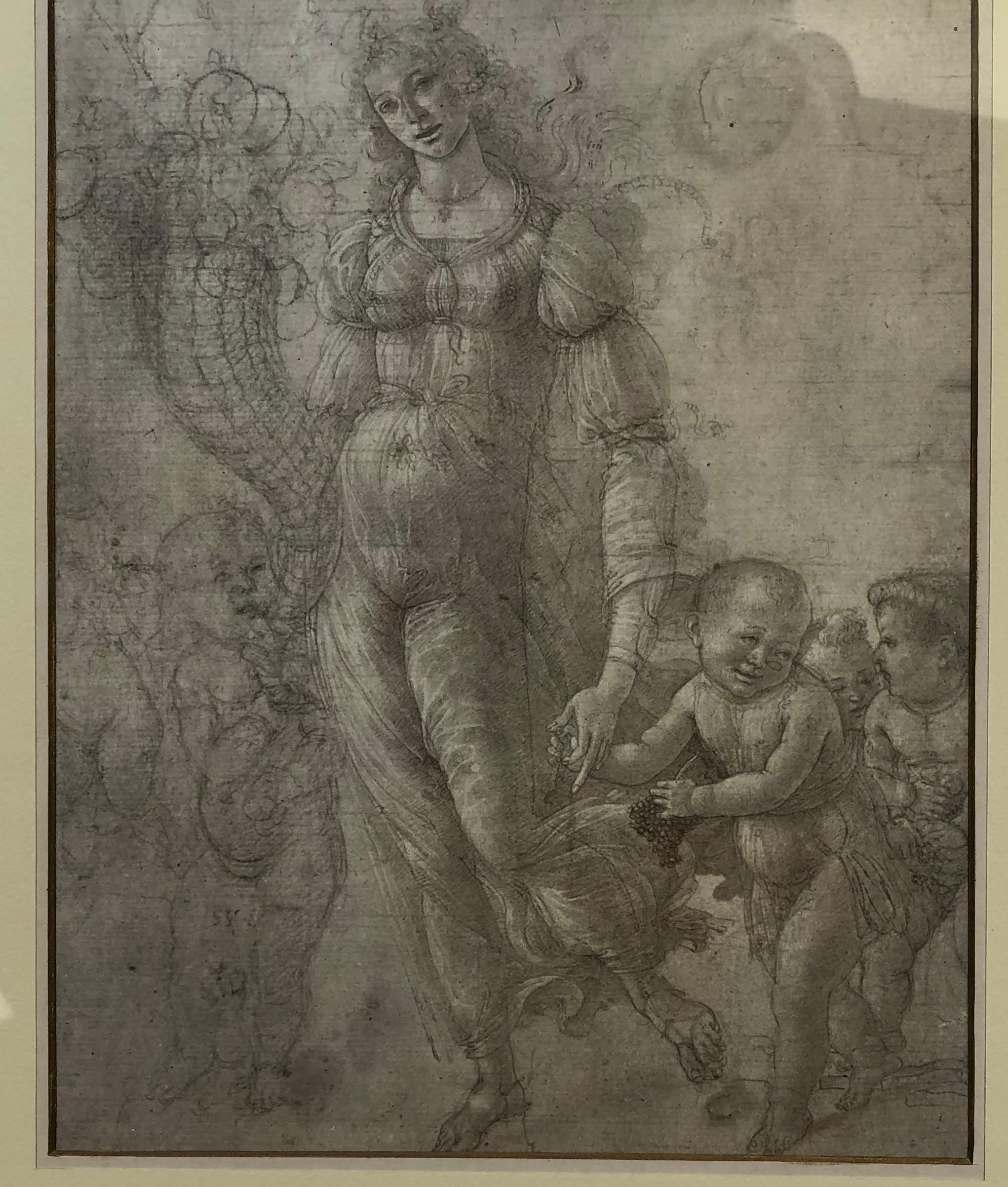 Neoklassizistische französische Zeichnung einer Frau mit Kindern, gerahmt von der Medici Society (Vergoldet) im Angebot