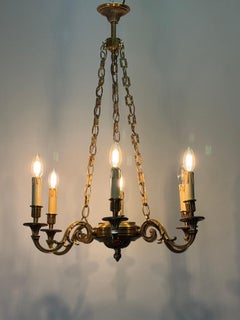 Französischer Kronleuchter im neoklassizistischen Empire-Stil aus Bronze von Lucien Gau, 1970er Jahre