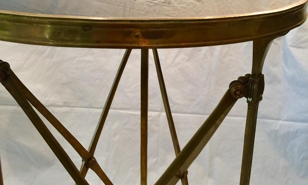 French Neoclassical Empire Style Gueridon Table, Round, Bronze and Marble 1