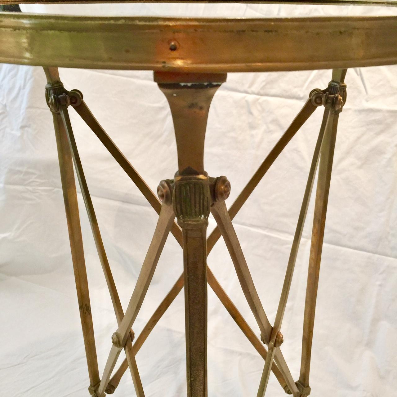 French Neoclassical Empire Style Gueridon Table, Round, Bronze and Marble 2
