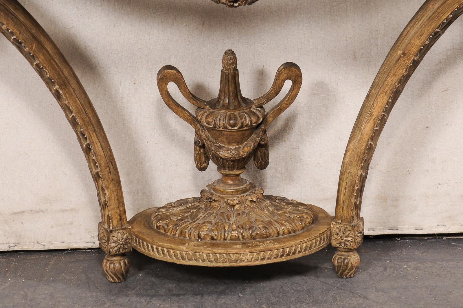 French Neoclassical Exquisitely Carved Wall Console w/Green Marble Top For Sale 8