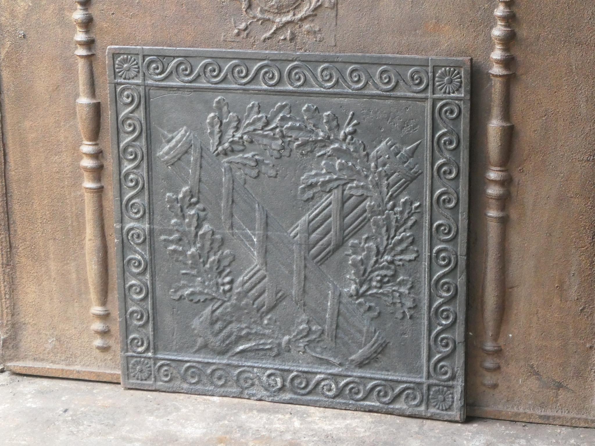 Cast French Neoclassical 'Fasces' Fireback / Backsplash, 18th-19th Century For Sale