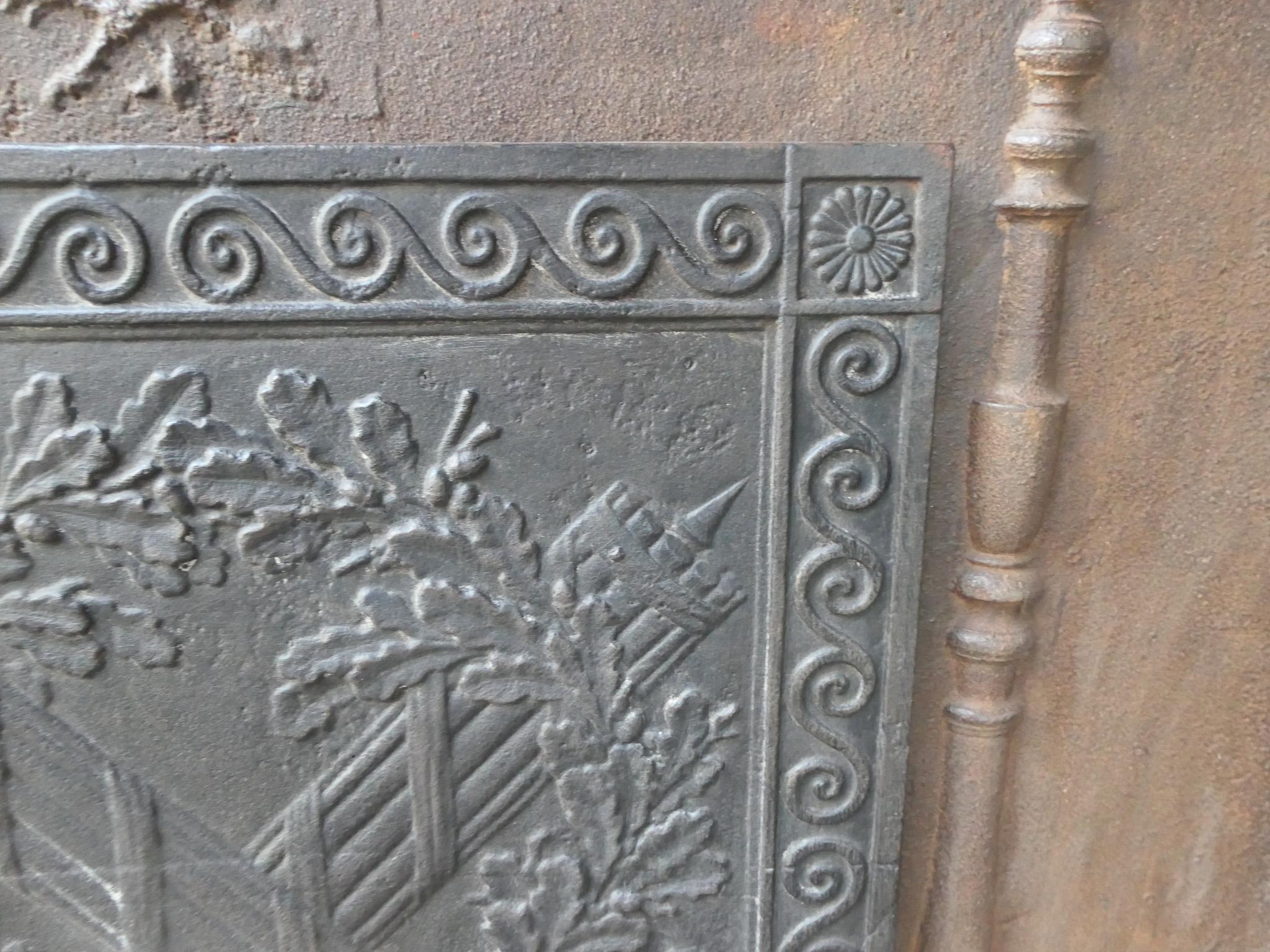 Iron French Neoclassical 'Fasces' Fireback / Backsplash, 18th-19th Century For Sale
