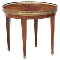 French Neoclassical Figured Mahogany Round Side Table with Brass Gallery