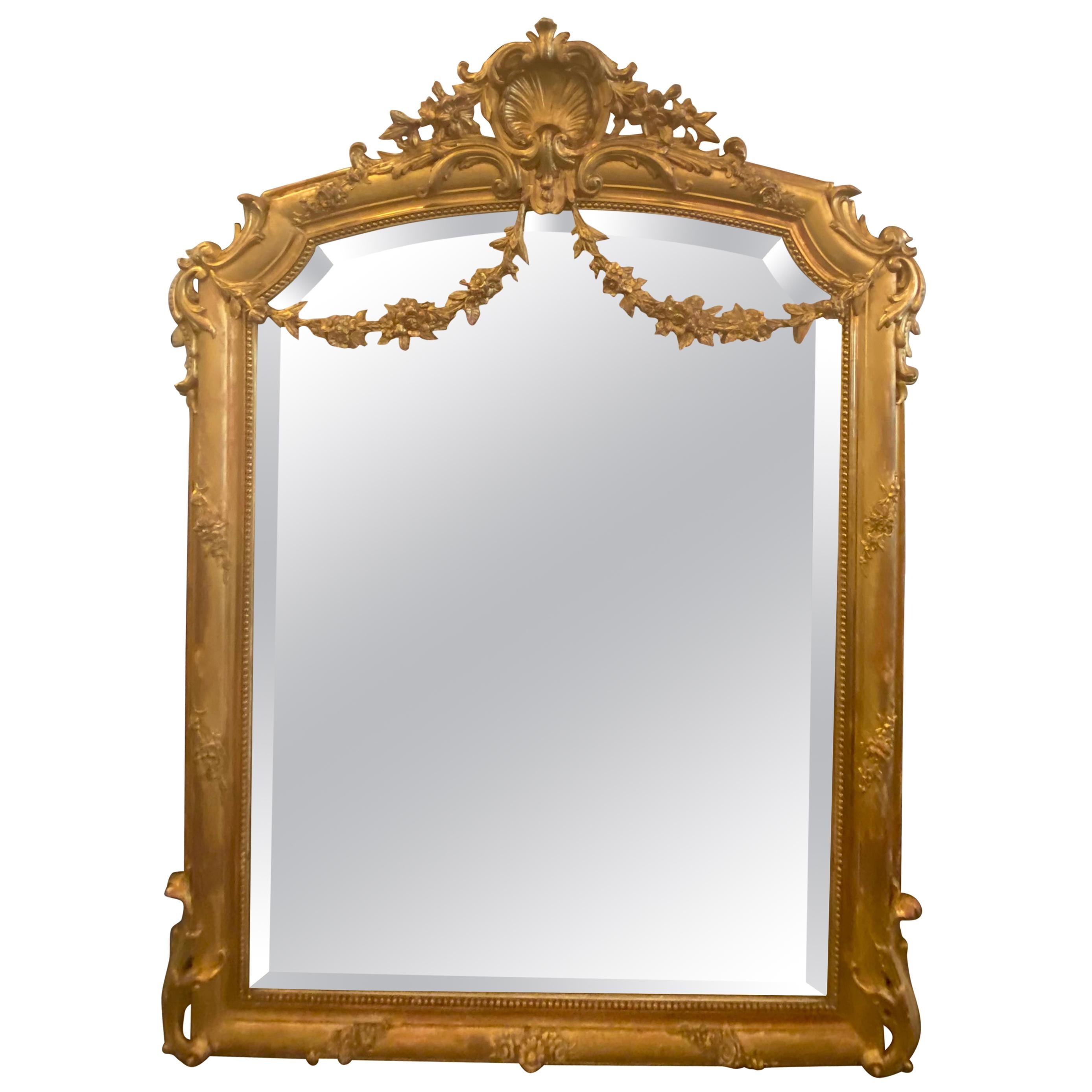 French Neoclassical Fine Gold Giltwood Mirror