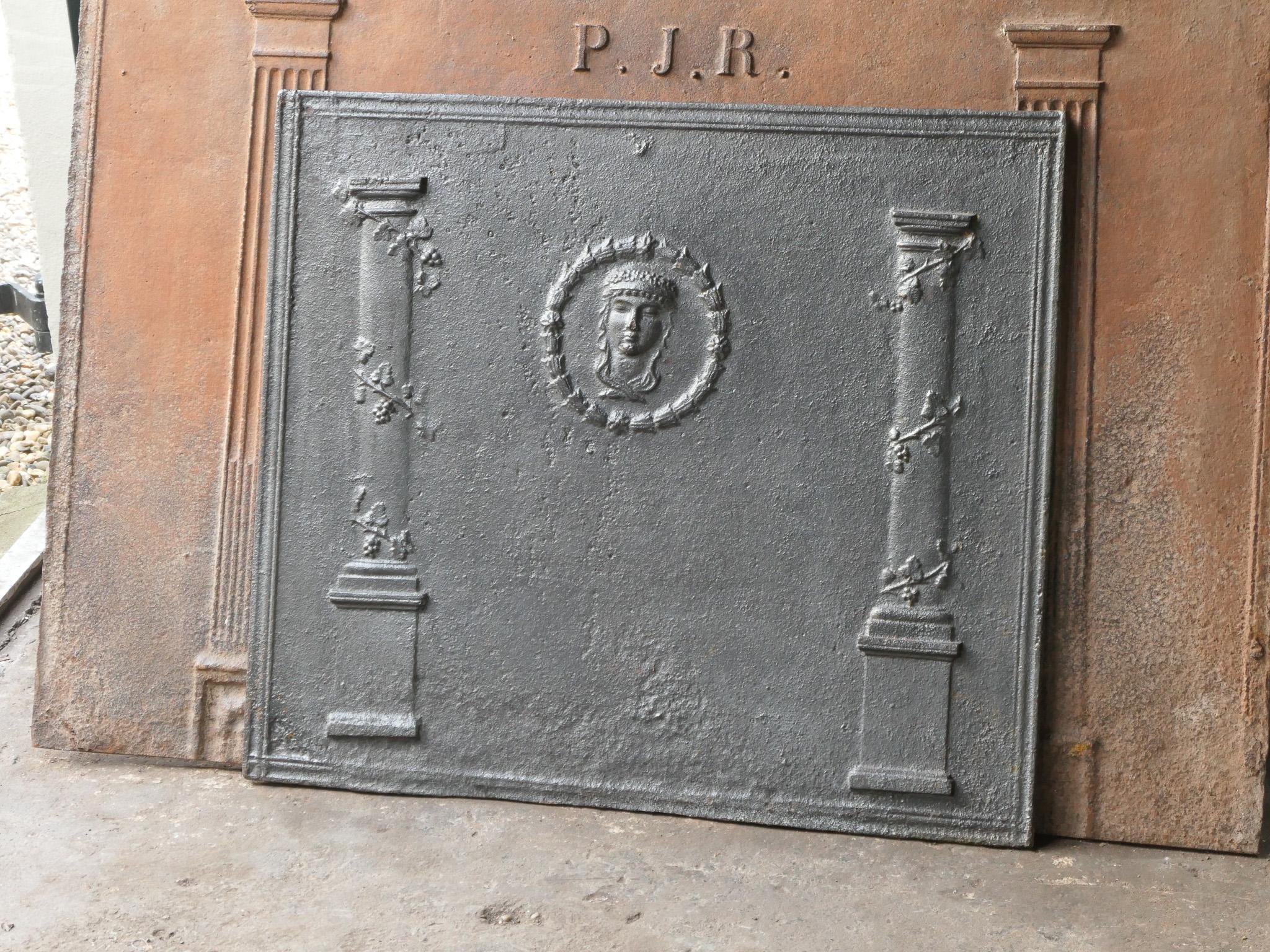 Cast French Neoclassical Period Fireback / Backsplash, 18th - 19th Century For Sale