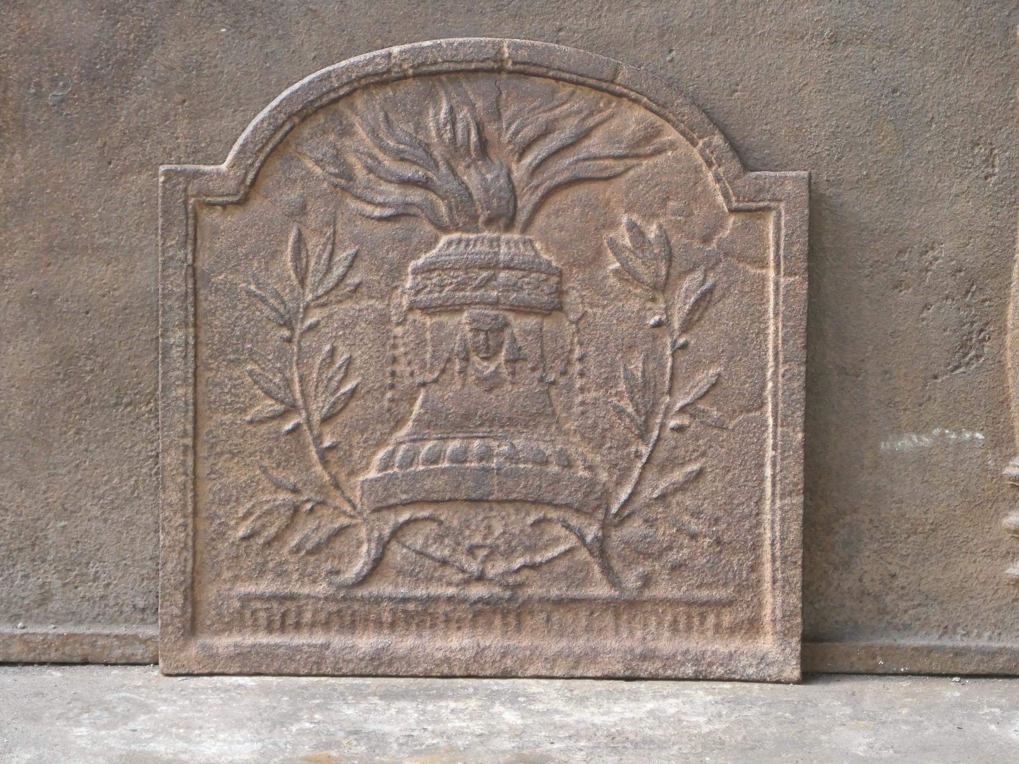 Iron French Neoclassical Fireback / Backsplash, 18th-19th Century For Sale