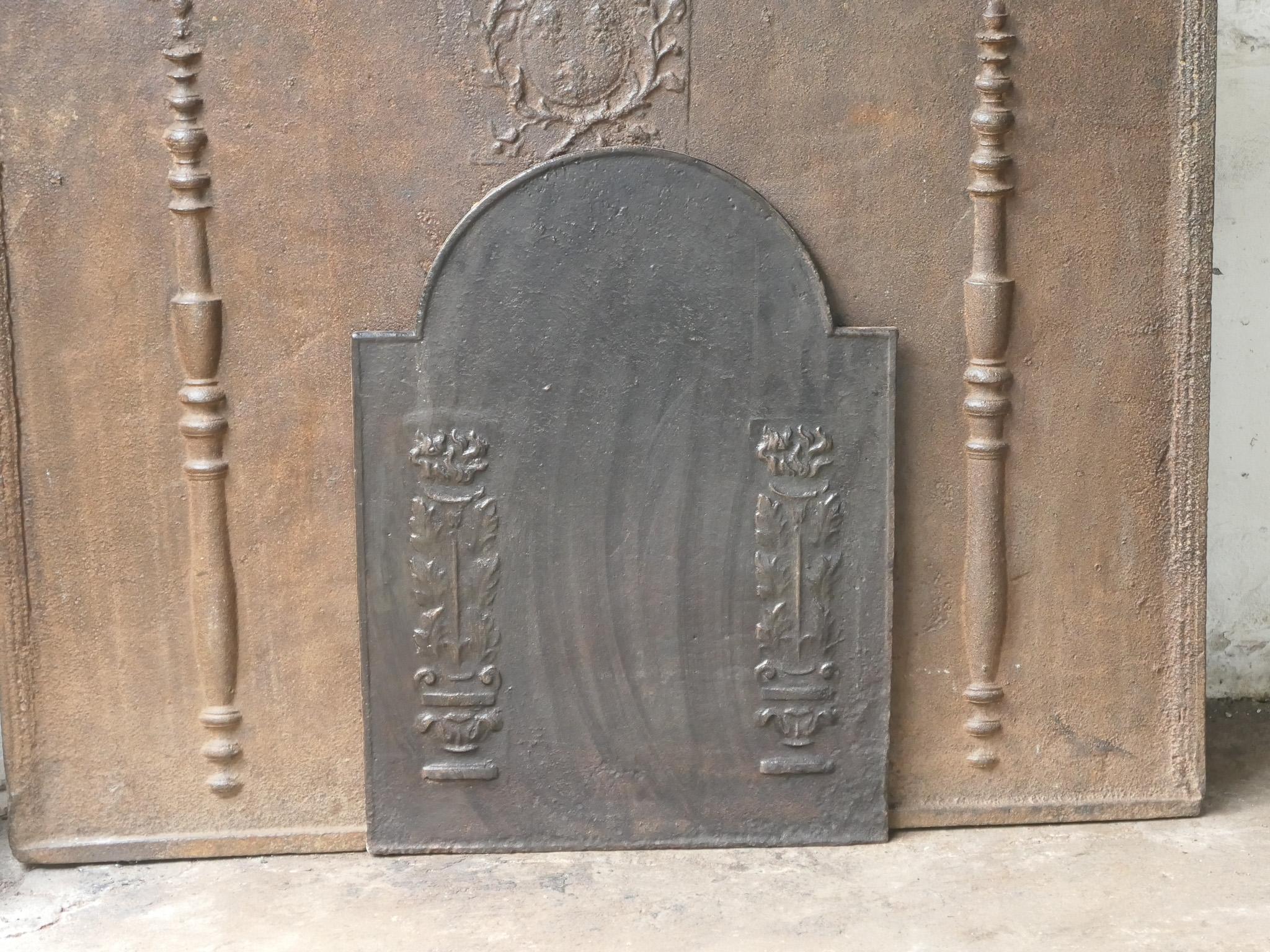 Iron French Neoclassical Fireback / Backsplash, 18th - 19th Century For Sale
