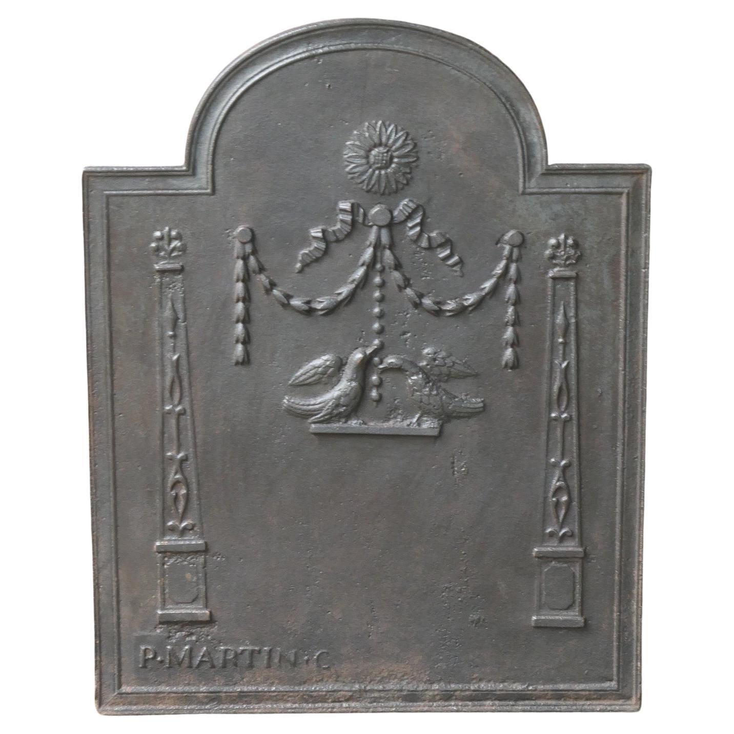 Plaque de cheminée néoclassique française, 18e - 19e siècle