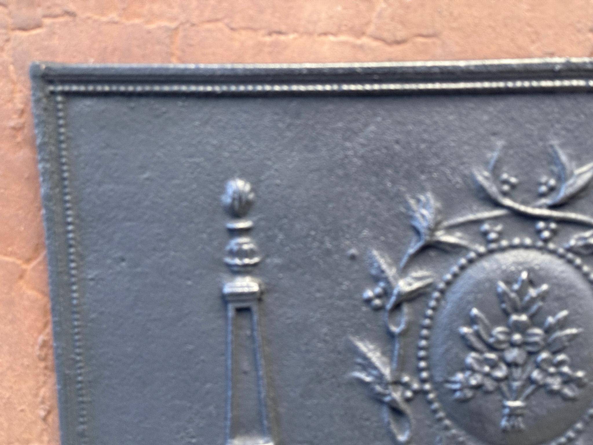French Neoclassical Fireback / Backsplash, Early 19th Century Period For Sale 7