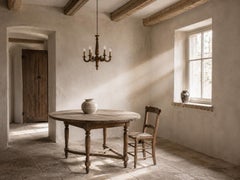 French Neoclassical Five-Light Carved Wood Chandelier with Aged Gold Finish
